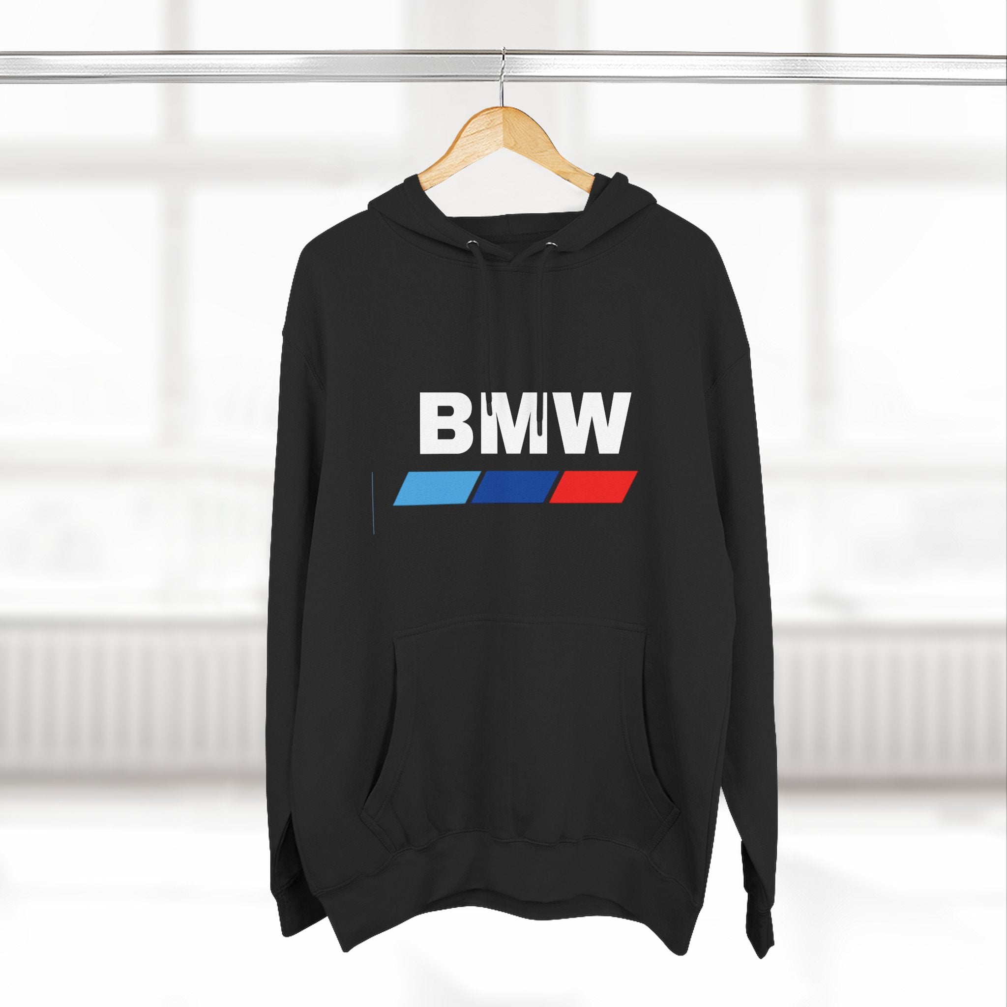 BMW Logo Three-Stripe Hoodie — Casual Automotive Fleece Pullover
