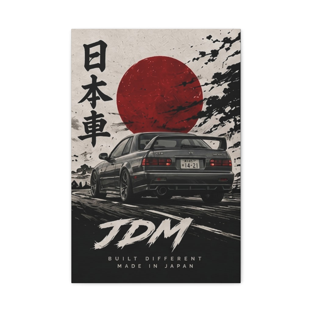 JDM Retro Japanese Skyline Canvas Print – 'Built Different' Car Poster