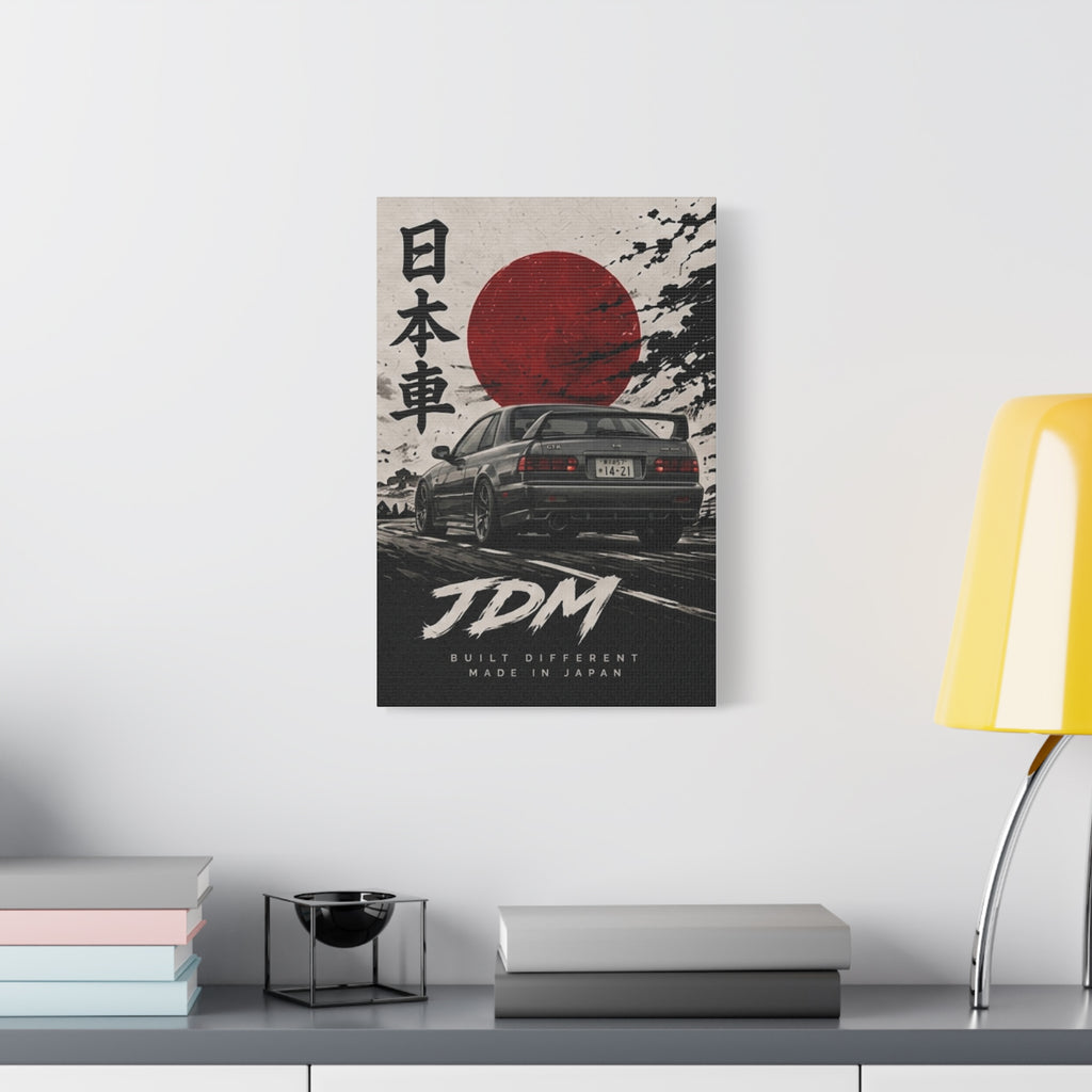 JDM Retro Japanese Skyline Canvas Print – 'Built Different' Car Poster