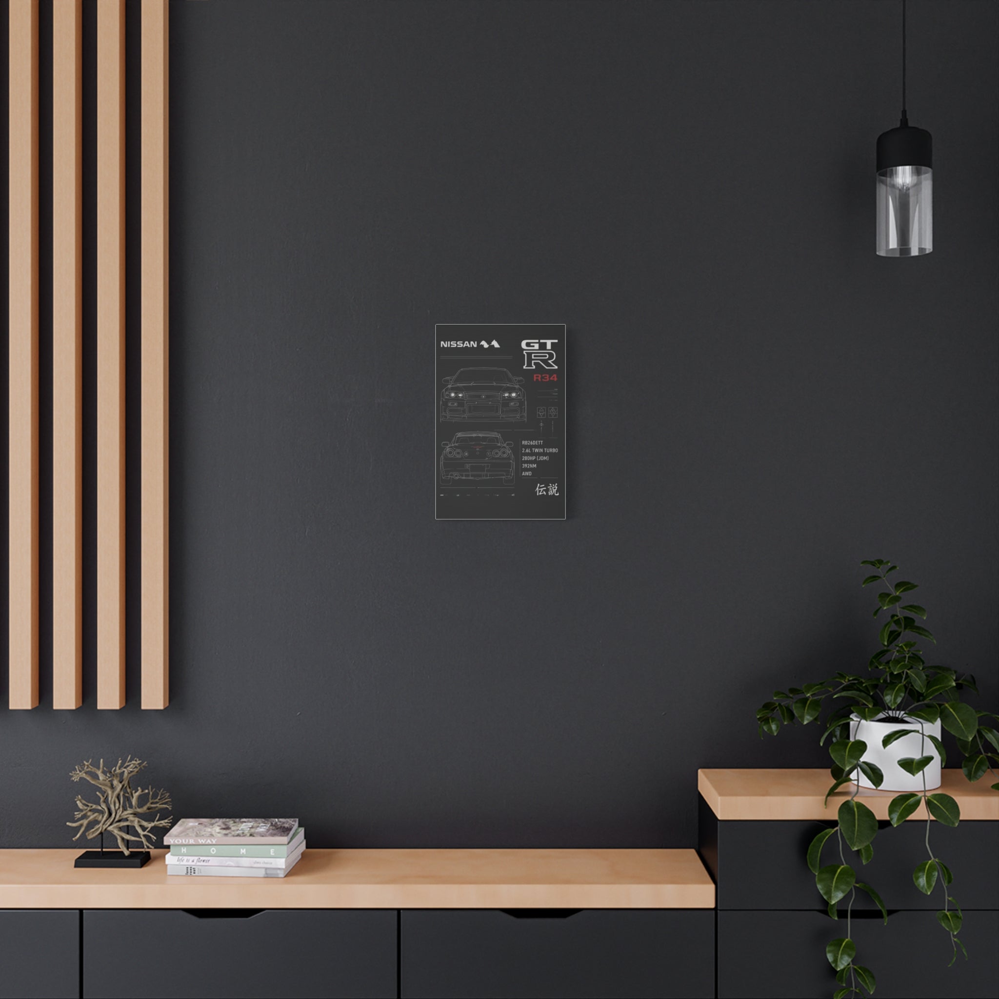 Nissan GT-R R34 Blueprint Matte Canvas Print