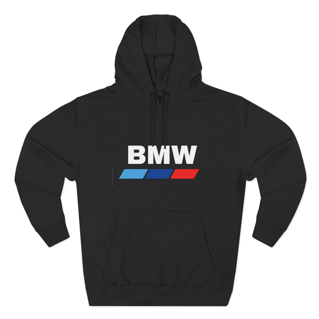 BMW Logo Three-Stripe Hoodie — Casual Automotive Fleece Pullover