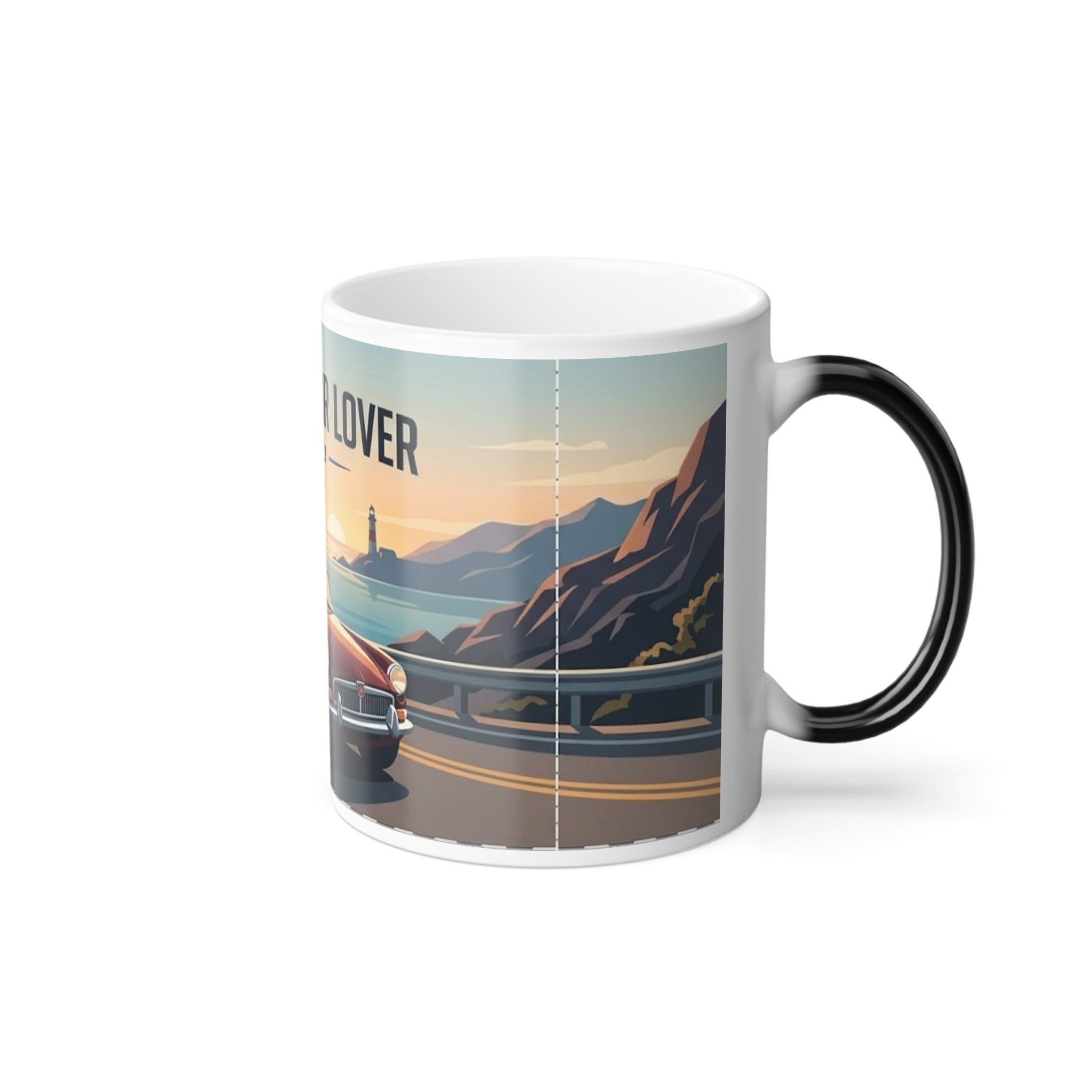 Redline Reveal Mug — Heat-Activated Classic Car Coffee Mug | Vintage Roadster Coastal Cruise, 11oz