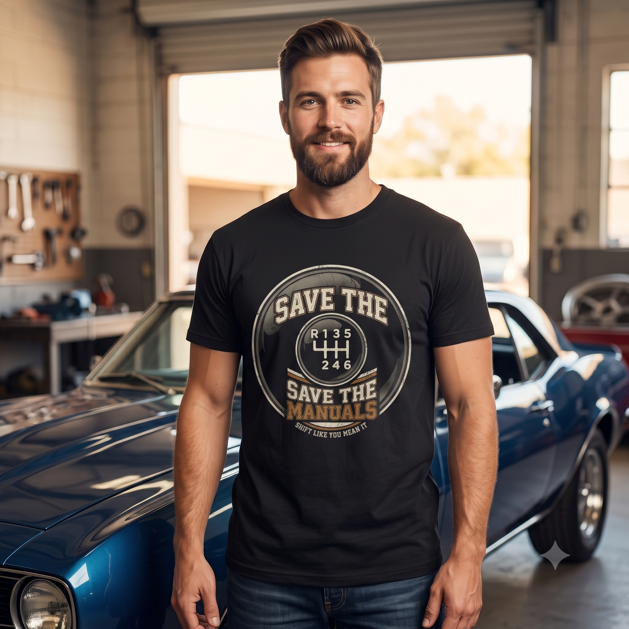 T-Shirt — "Save The Manuals" Manual Transmission Gearshift Tee