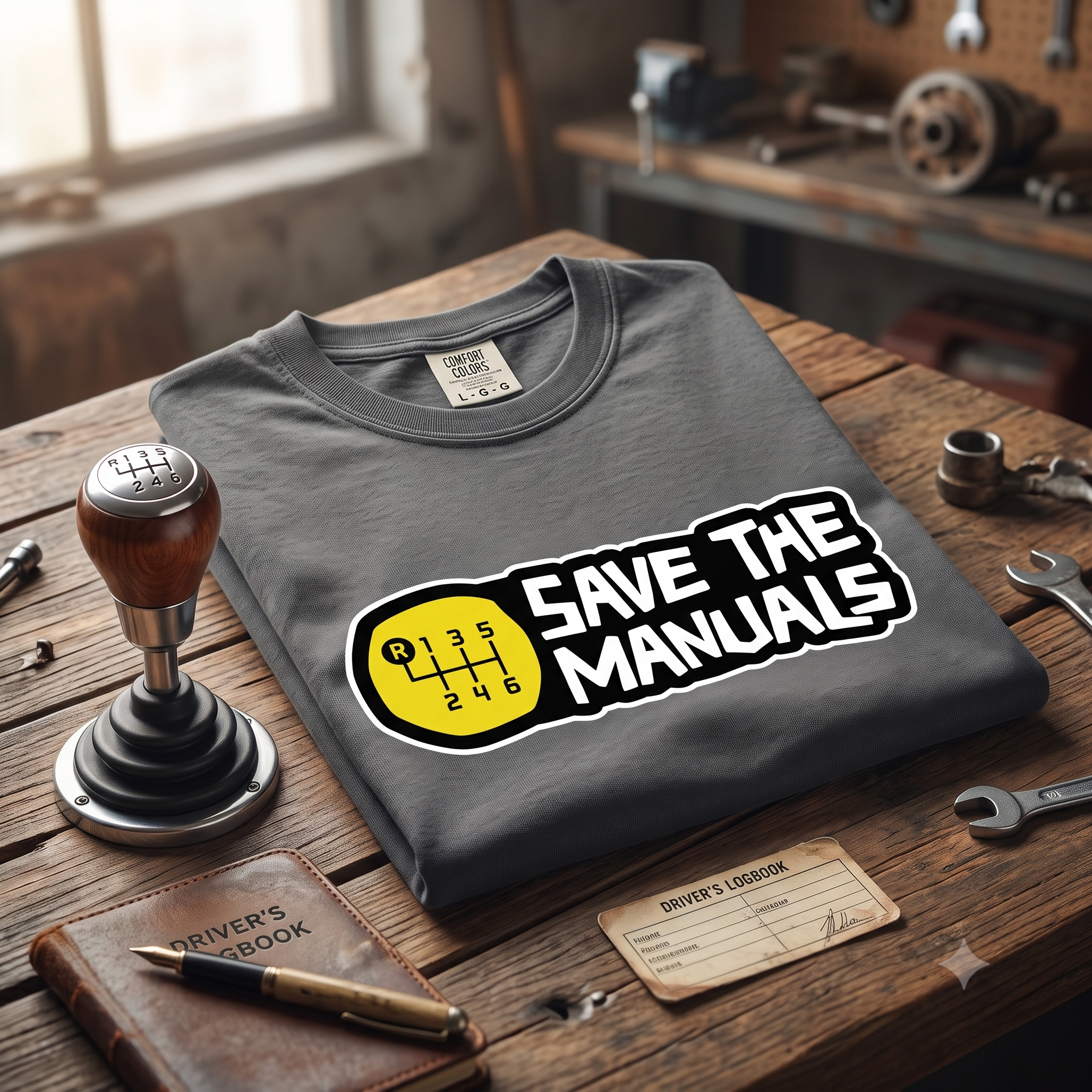 T-Shirt — "Save The Manuals" Manual Transmission Gearshift Tee