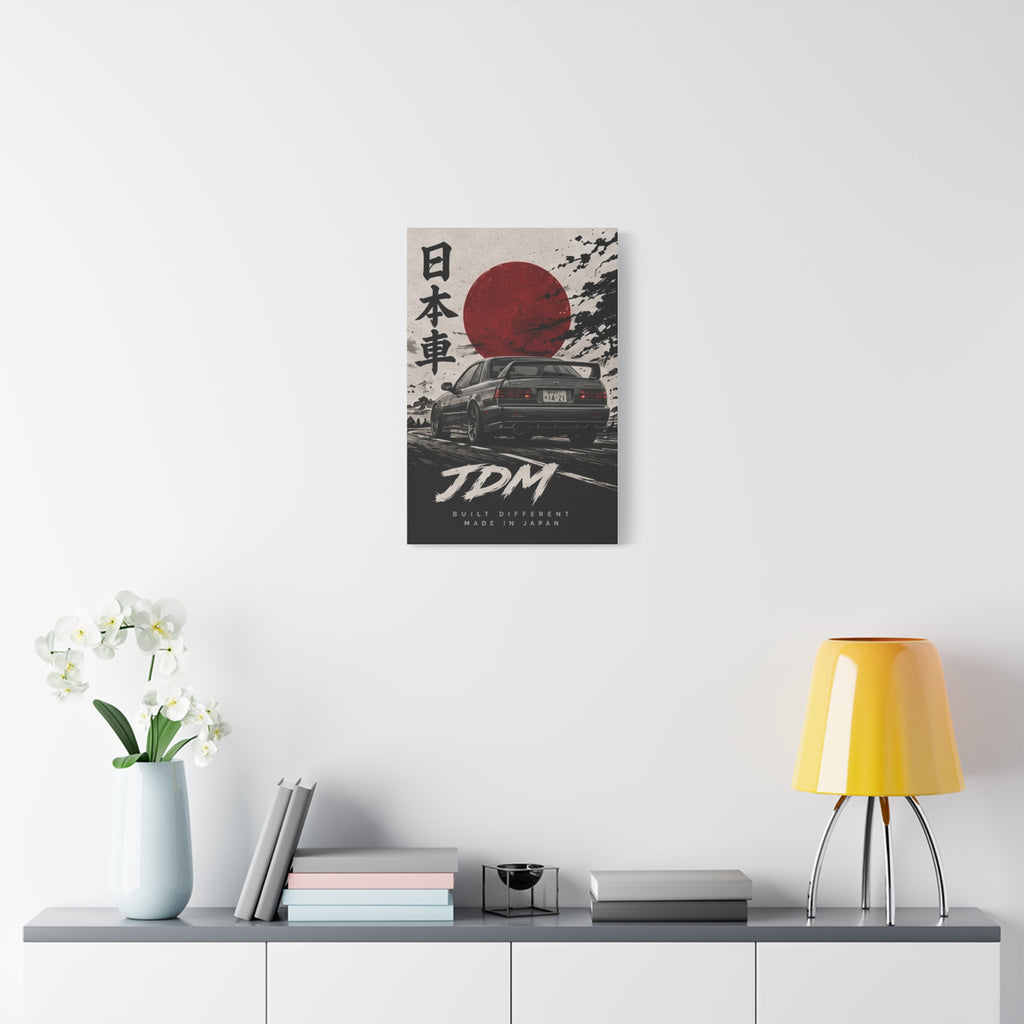 JDM Retro Japanese Skyline Canvas Print – 'Built Different' Car Poster