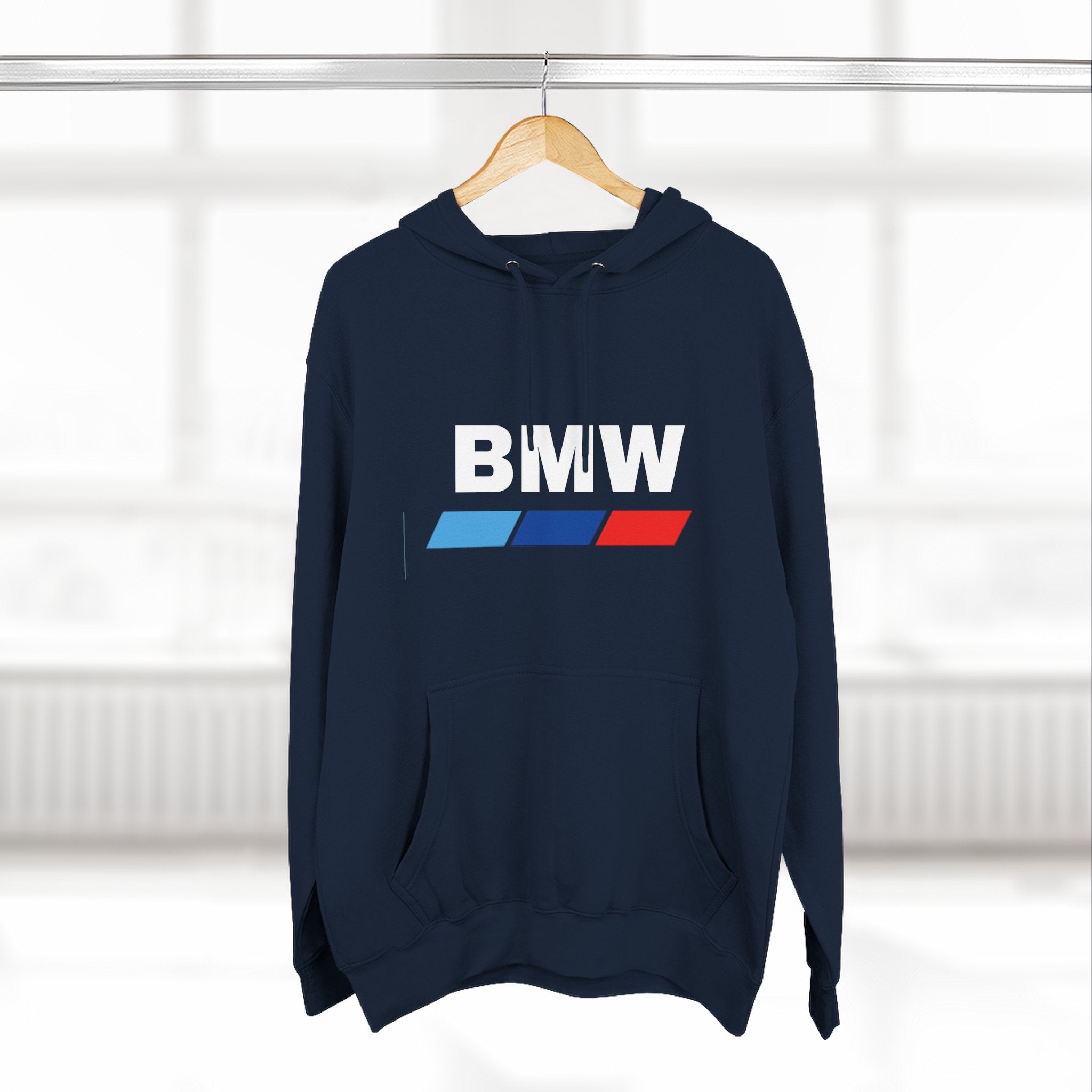 BMW Logo Three-Stripe Hoodie — Casual Automotive Fleece Pullover