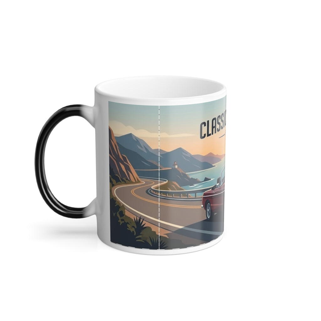 Redline Reveal Mug — Heat-Activated Classic Car Coffee Mug | Vintage Roadster Coastal Cruise, 11oz
