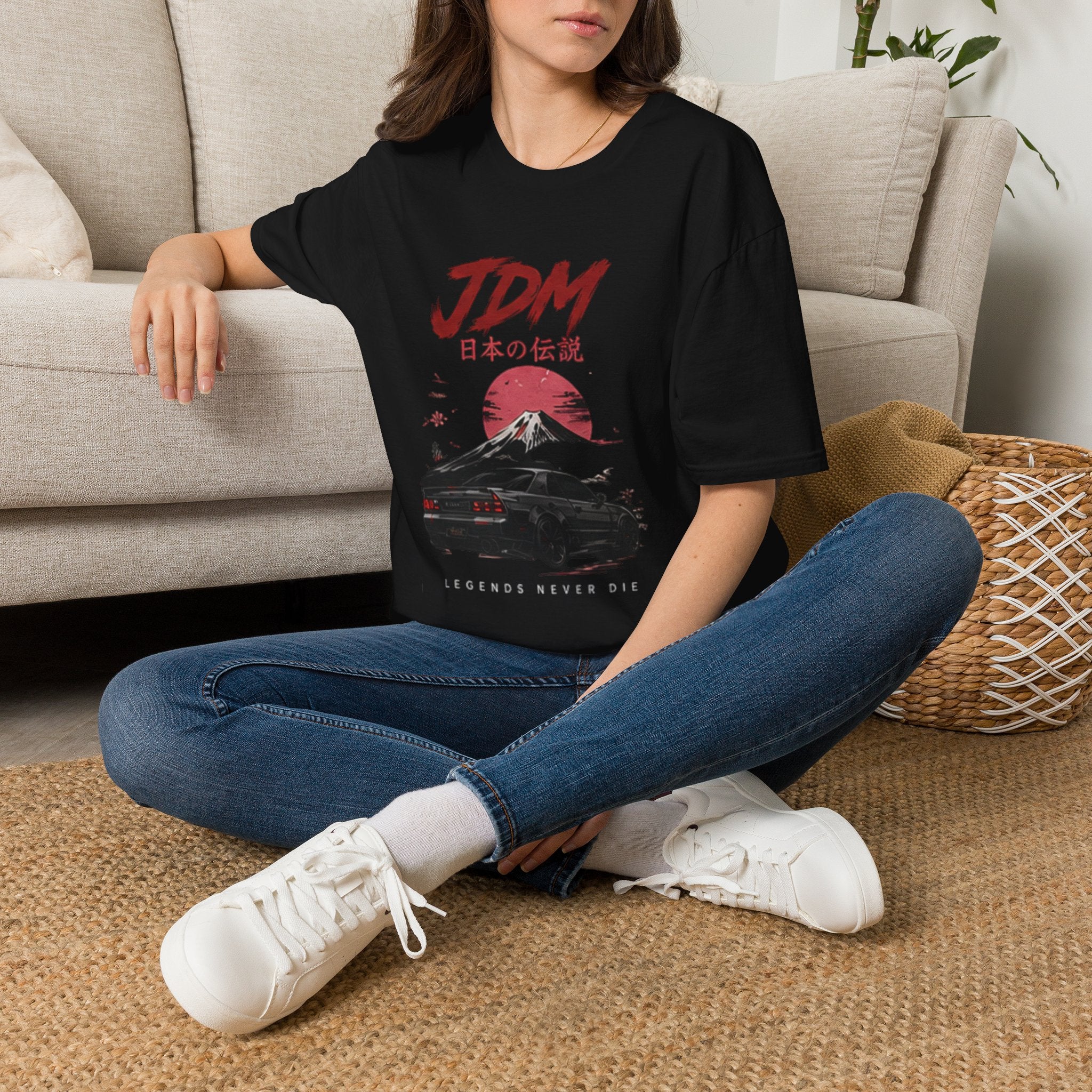T-Shirt — JDM Japanese Legend Graphic Tee (Mount Fuji, Vintage Red Sun)