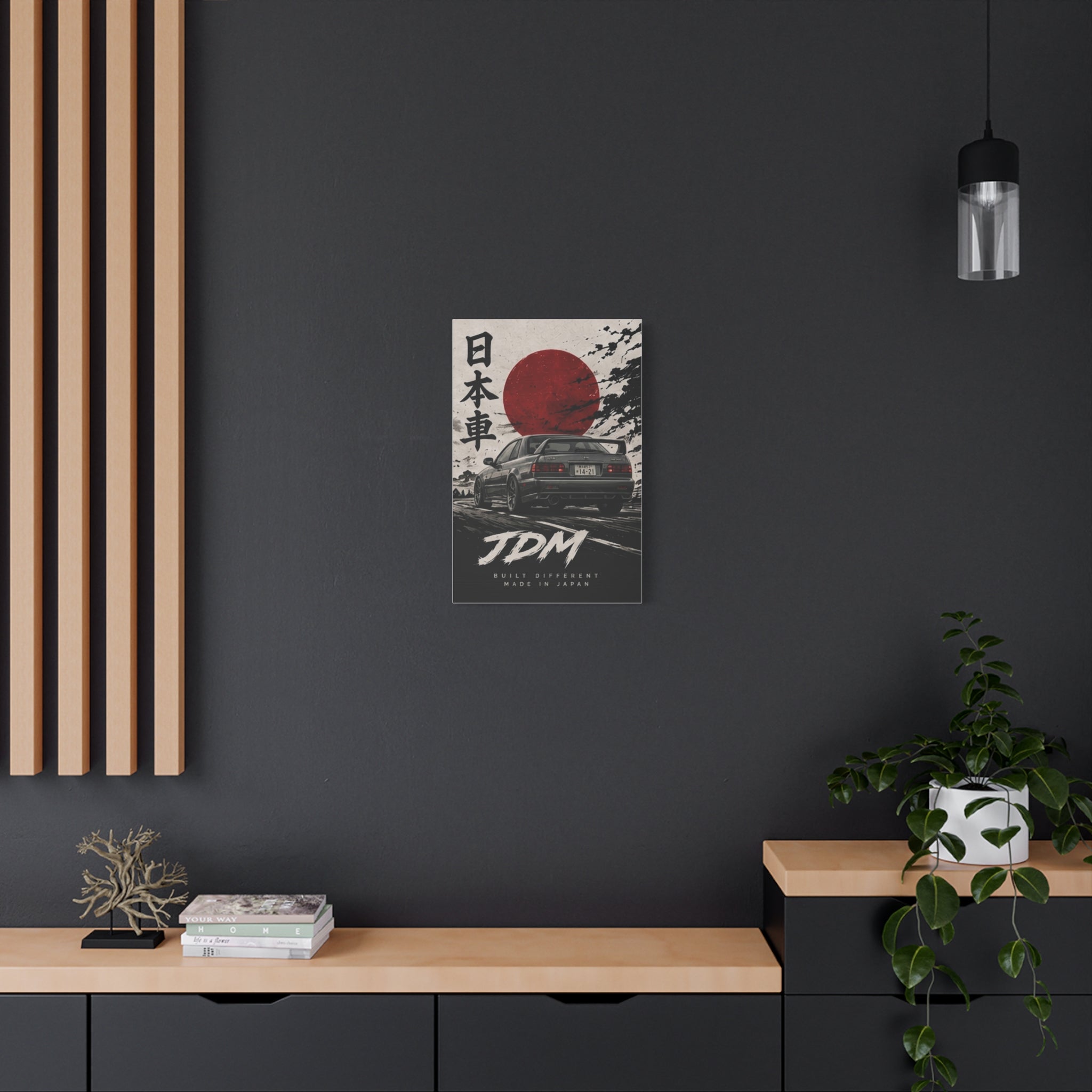 JDM Retro Japanese Skyline Canvas Print – 'Built Different' Car Poster