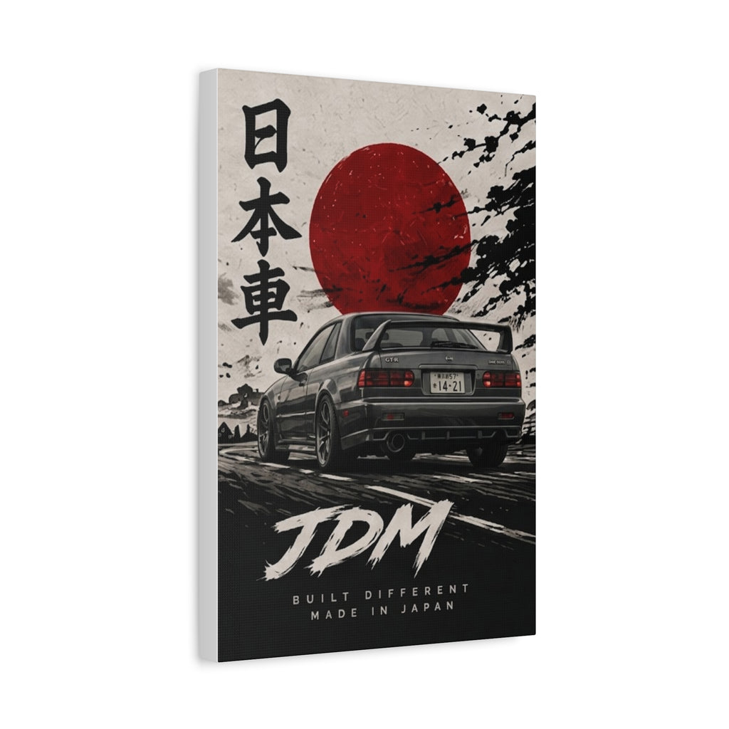 JDM Retro Japanese Skyline Canvas Print – 'Built Different' Car Poster