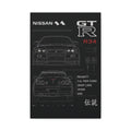 Nissan GT-R R34 Blueprint Matte Canvas Print