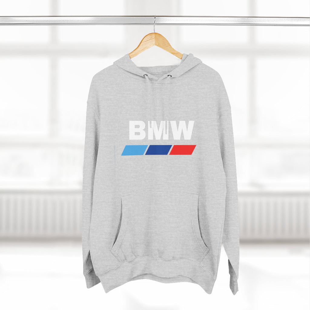 BMW Logo Three-Stripe Hoodie — Casual Automotive Fleece Pullover