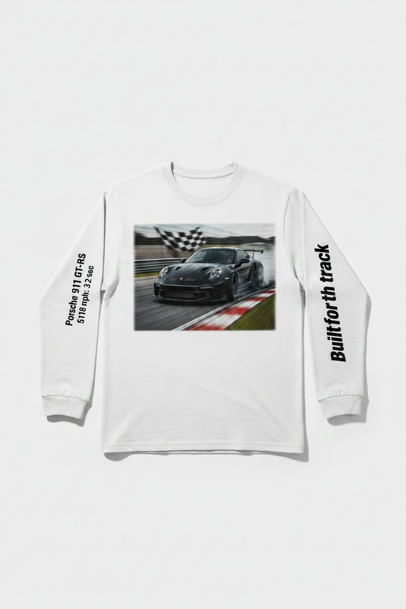 Porsche 911 GT3-RS White Long Sleeve - Built for the Track